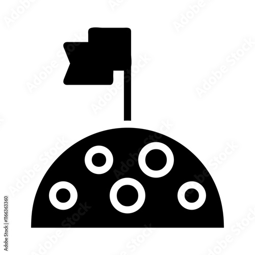Moon surface with flag. Concept of space exploration, achievement, and discovery.