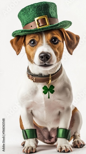 St. patrick s day dog with a clover  photo