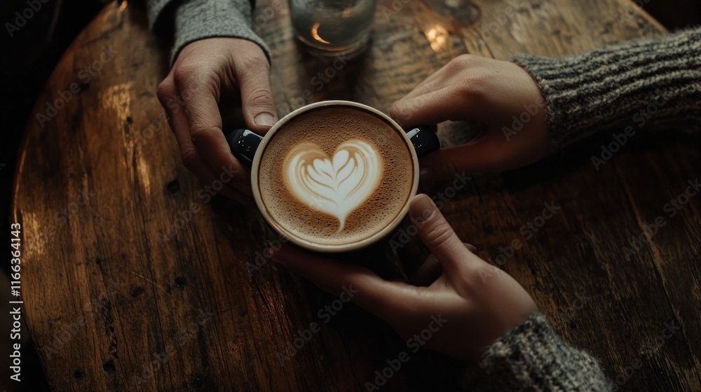 Couple sharing a latte art coffee in cafe. Couple sharing a latte art coffee in cafe.