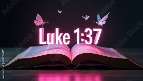 The word luke floats gracefully a couple of inches above the open pages of an ancient Bible, as though it is levitating in mid-air.