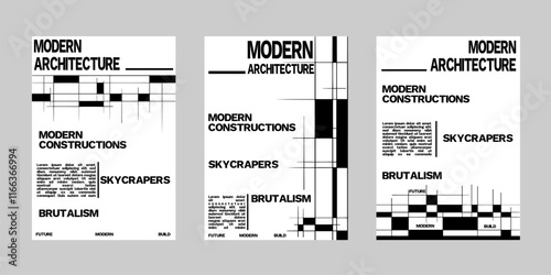 Abstract brutalism Poster Set, Cover Collection Template. Print Template for Flyer and Brochure. Streetwear Brutalism Poster Bundle. Event Template Vector.