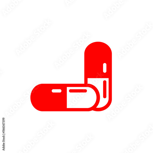 red capsule vector icon, medicine icon