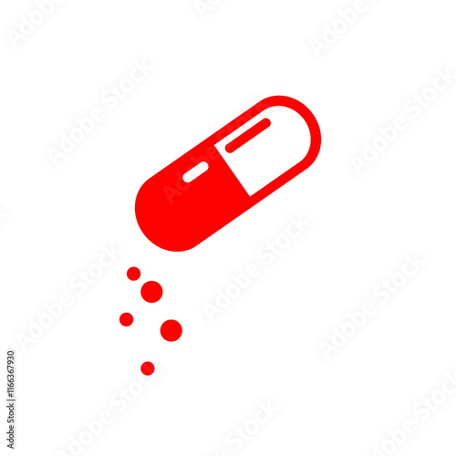 red capsule vector icon, medicine icon