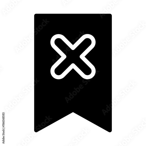 Bookmark icon with cross symbol. Concept of error, removal, and deletion.