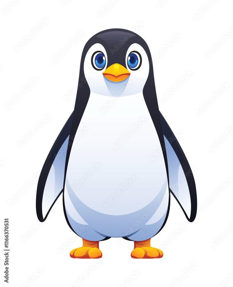 Obraz premium Cute penguin cartoon vector illustration isolated on white background