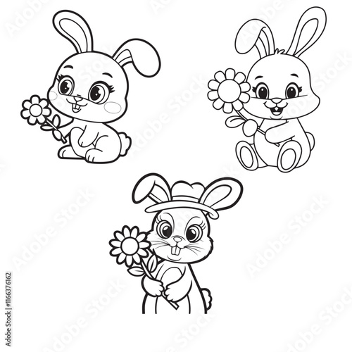  Cute Rabbit Vector Illustration