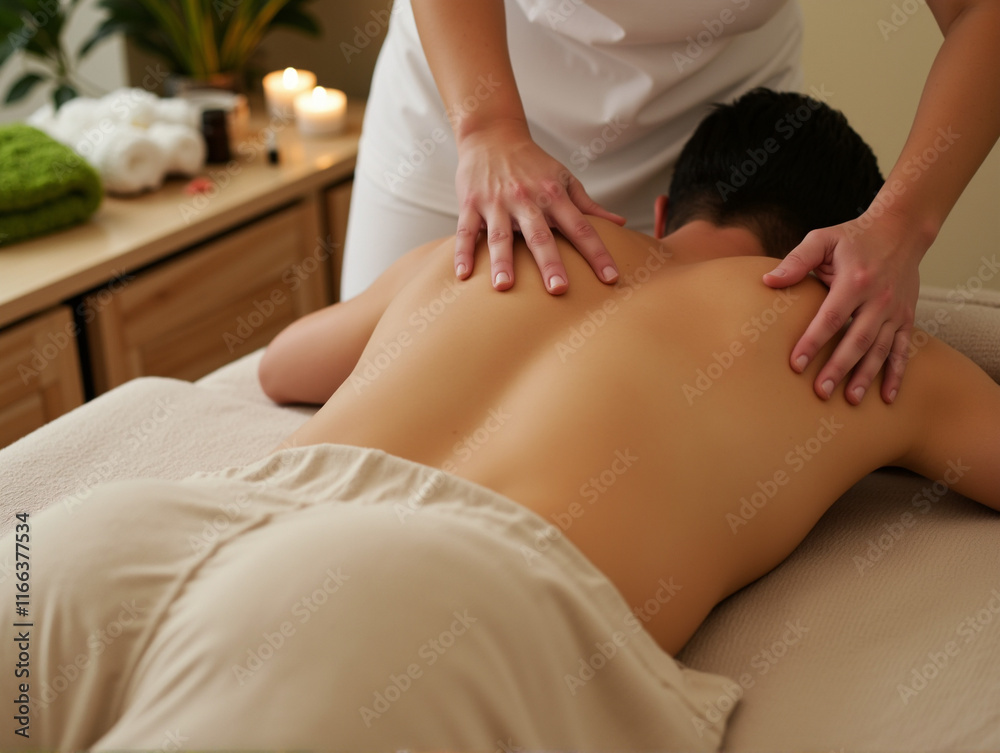 Obraz premium Relaxing Lower Back Massage for Pain Relief and Comfort