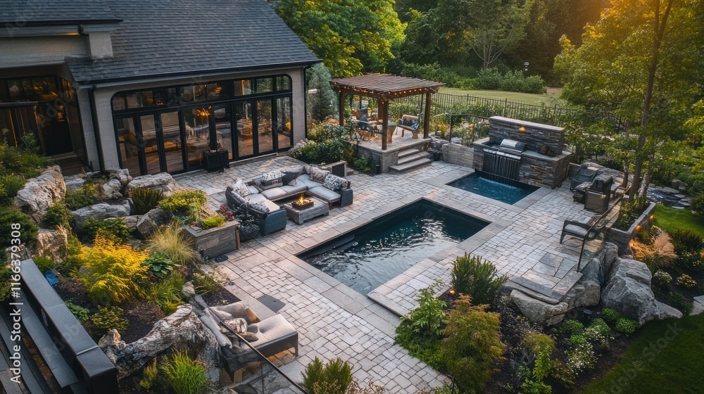 Luxury Backyard Oasis: Stunning Pool, Patio, and Landscaping Design