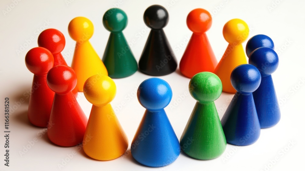 Obraz premium Team Building Session with Colorful Game Pieces