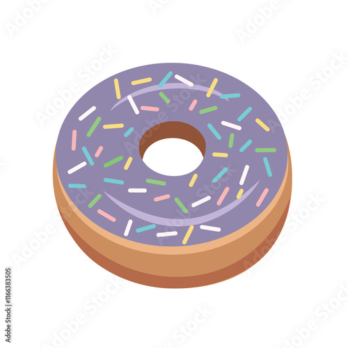 Donut taro with messes flavor. Sweet donuts. Donuts with sprinkle messes. Bakery.