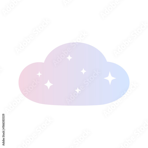 Gradient aesthetic pink purple clouds. Natural, sky, weather concepts. Flat decorative vector design isolated illustration.