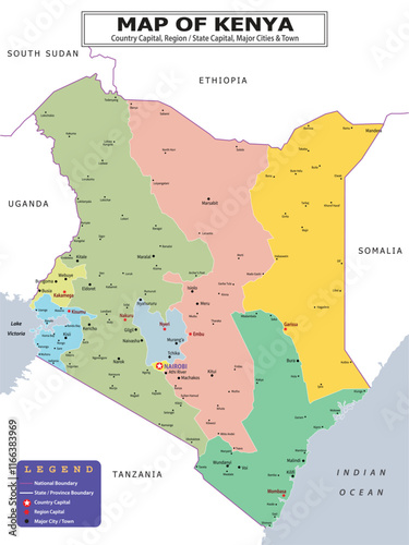 African Countries Geography Political map. Political map of country with capital, province or state capital, major cities and town.