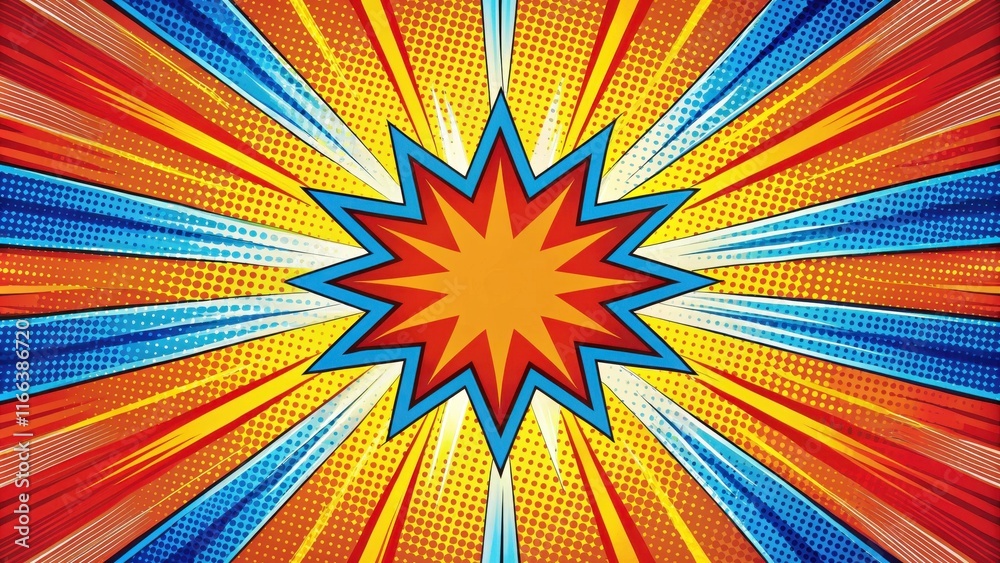 Fototapeta premium Dynamic Comic Book Style Burst Background with Star Shape