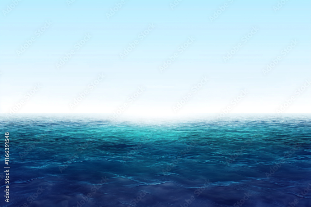 Obraz premium Serene Blue Ocean Wave Isolated on Gentle White Background for Tranquil Water Images