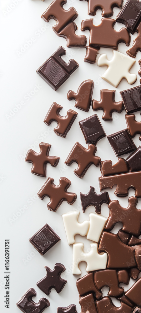 Chocolate wallpaper resembling a puzzle made of interlocking chocolate pieces Chocolate wallpaper resembling a puzzle made of interlocking chocolate pieces