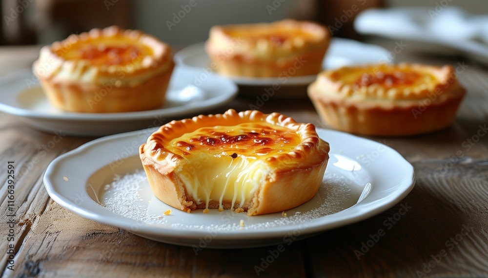 Warm and Sweet Cheese Tart with Creamy Filling on a Rustic Table Warm and Sweet Cheese Tart with Creamy Filling on a Rustic Table