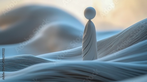 [Tranquility mindfulness undisturbed relaxation] Animated Desert Landscape Character Contemplation Solitude Surrealism