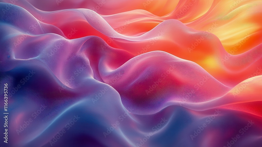 Fototapeta premium [Fluid visuals design responsive visual] Vibrant Digital Art Piece with Fluid Lines and Multicolored Abstract Design