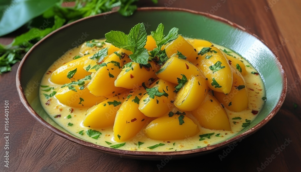 Delicious Moqueca Stew with Fresh Bananas and Herbs in a Beautiful Bowl Presentation Delicious Moqueca Stew with Fresh Bananas and Herbs in a Beautiful Bowl Presentation