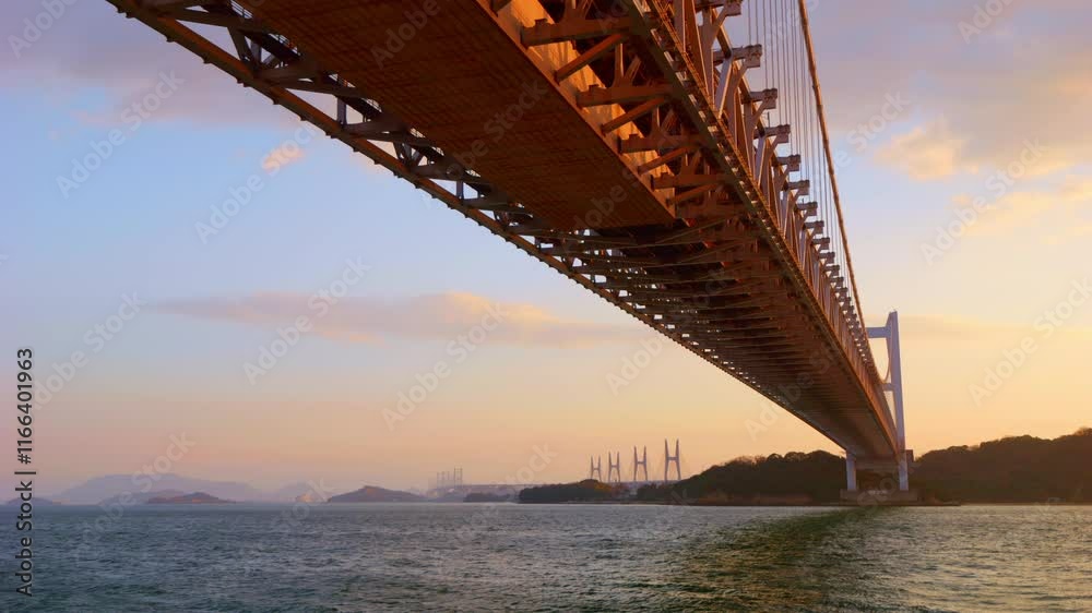 Beautiful view of big bridge on the sea, Seto Ohashi Bridge in Okayama Prefecture in Japan, Travel or architecture Beautiful view of big bridge on the sea, Seto Ohashi Bridge in Okayama Prefecture in Japan, Travel or architecture