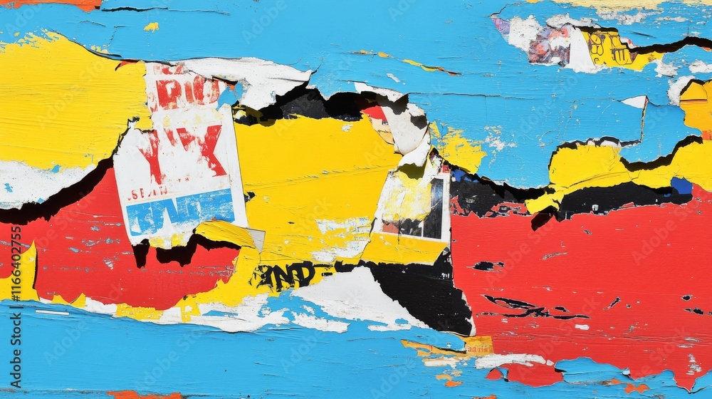 Fototapeta premium abstract background with peeling poster, copy space.