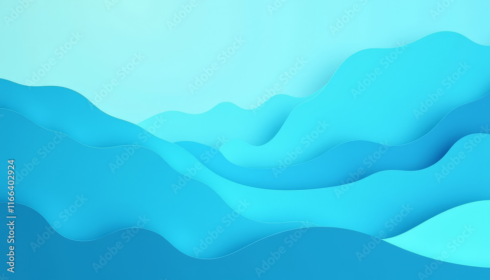 Fototapeta premium Blue Gradient Abstract Paper Cut Art
