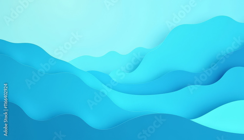 Blue Gradient Abstract Paper Cut Art