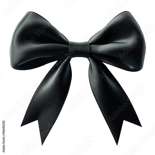 Shiny Black Bow Ribbon in Transparent Background for Black Friday