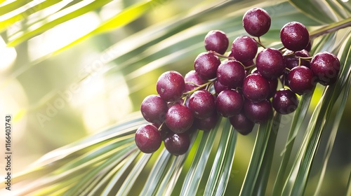 A close-up view of vibrant purple berries on lush green foliage, showcasing nature's beauty. photo