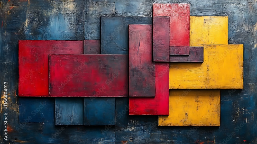 Abstract red, blue, yellow rectangle art. Abstract red, blue, yellow rectangle art.