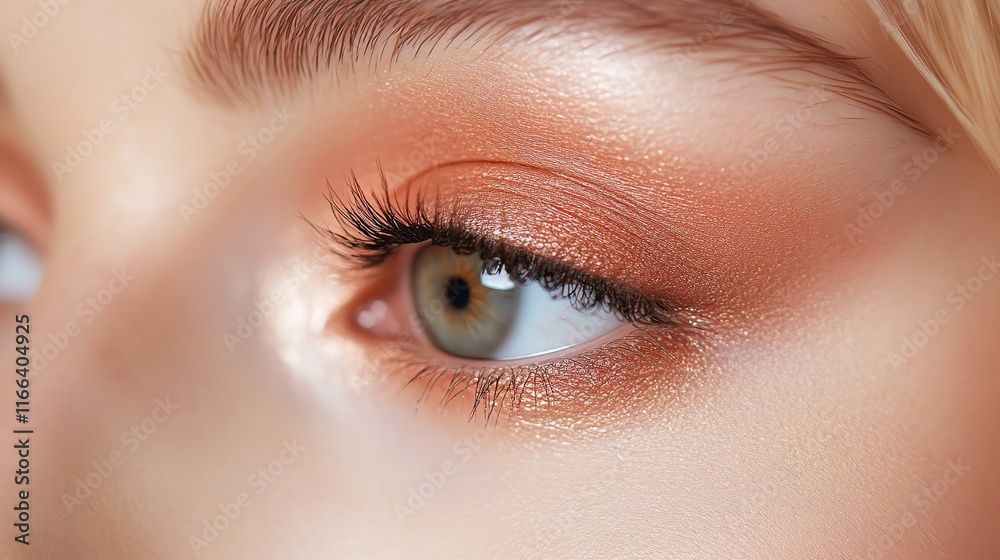 Obraz premium Close-up of a woman's eye showcasing beautiful makeup details.