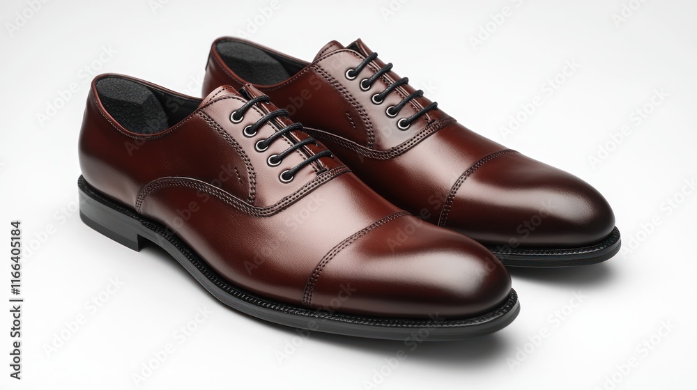 Elegant brown leather dress shoes on a white background. Elegant brown leather dress shoes on a white background.