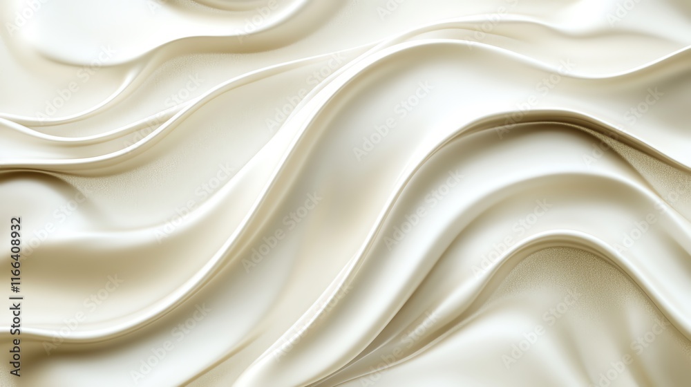 Elegant waves of smooth cream fabric create a tranquil backdrop. Elegant waves of smooth cream fabric create a tranquil backdrop.