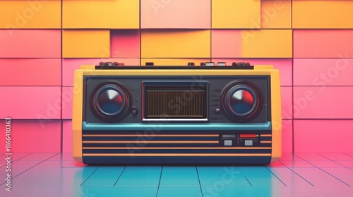 Boombox on square background