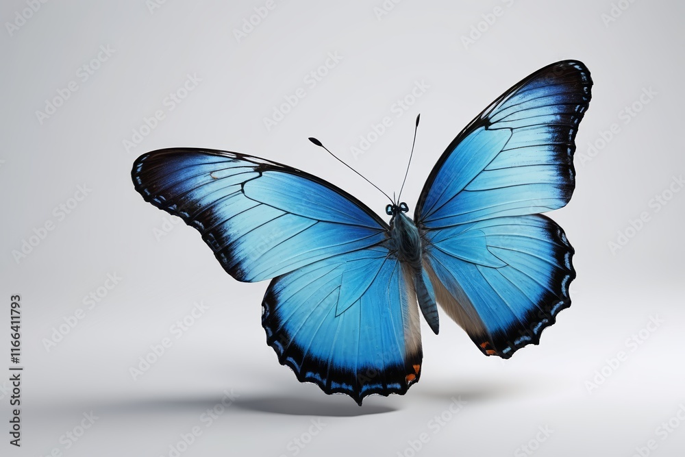 Fototapeta premium araffe blue butterfly with black wings on a white background