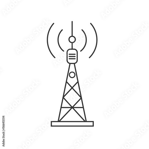 Antenna icon set. Wireless communication icons. Radio antenna icon. Communication tower icons have trendy outline style design.