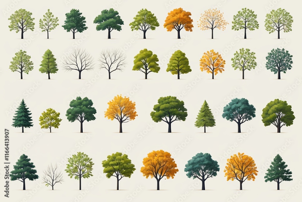 Fototapeta premium a close up of a bunch of trees with different colors