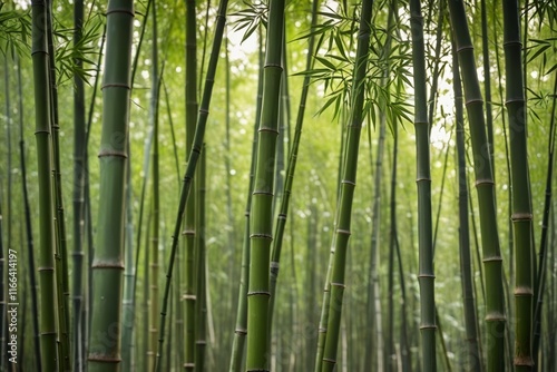 arafed bamboo trees in a forest with green leaves