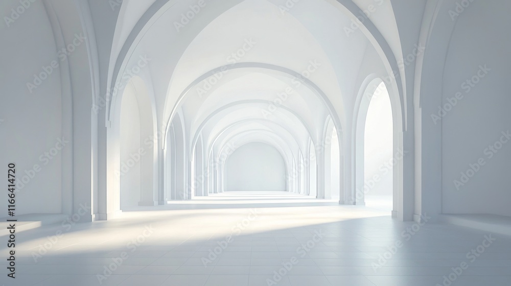 White arched hallway with sunlight. White arched hallway with sunlight.