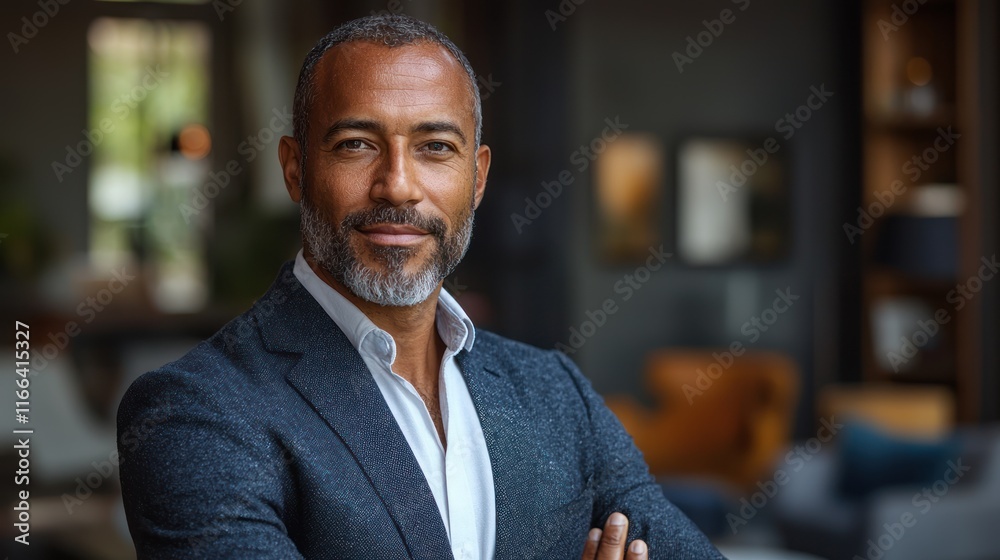 Fototapeta premium Confident man in a modern, stylish interior.
