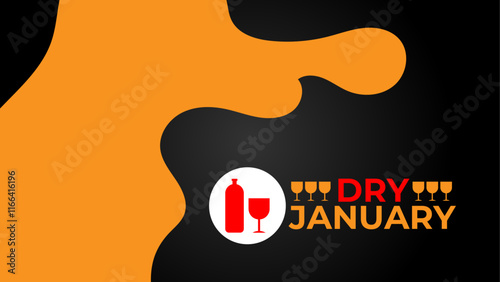 Dry January background banner or poster design template. observed every year in January. Holiday concept. suit for banner, cover, poster, flyer, brochure, web. Vector illustration