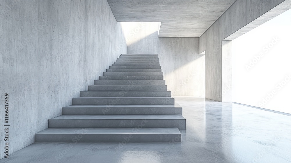 Modern concrete staircase in minimalist building interior. Modern concrete staircase in minimalist building interior.
