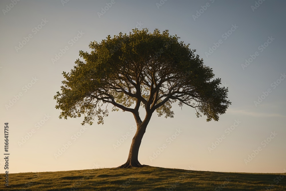 Obraz premium there is a lone tree on a hill with a sky background