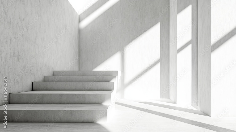 Modern minimalist staircase in bright sunlight. Modern minimalist staircase in bright sunlight.