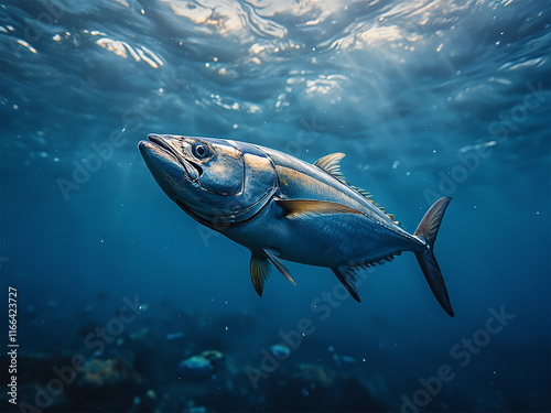 bluefin tuna fish swimming in the sea