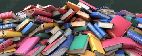 A colorful pile of books stacked together, showcasing various sizes and colors. photo