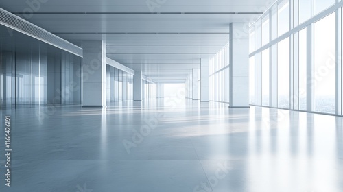 Wallpaper Mural Modern spacious bright empty office hallway with large windows. Torontodigital.ca