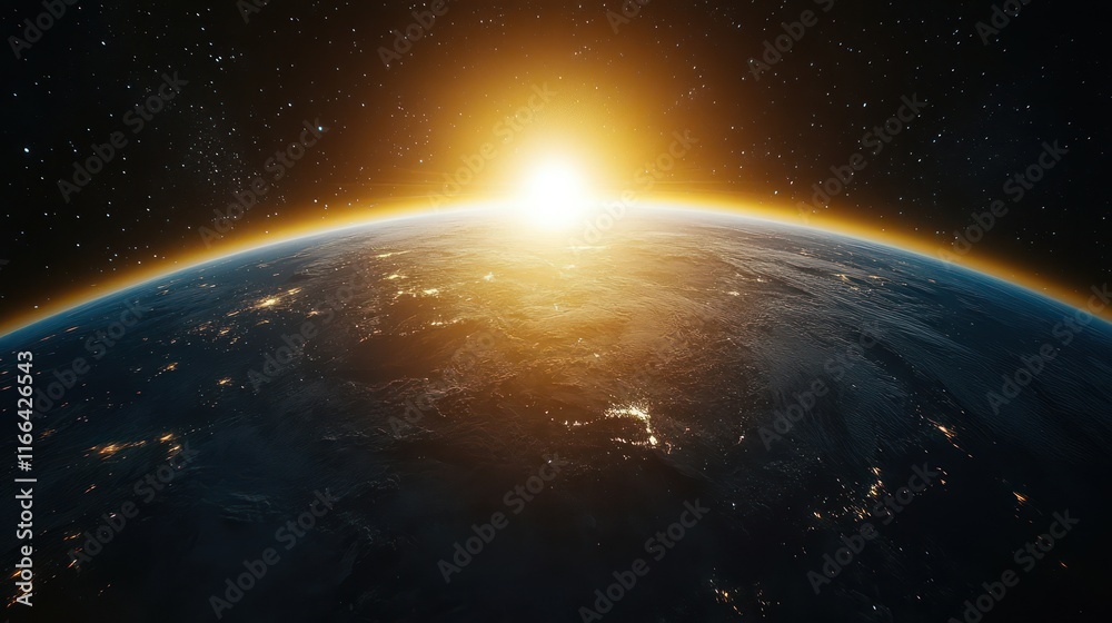 Naklejka premium Sunrise Earth: A Breathtaking View from Space
