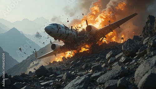 Airplane Crash in the Mountains: A Digital Depiction of Disaster