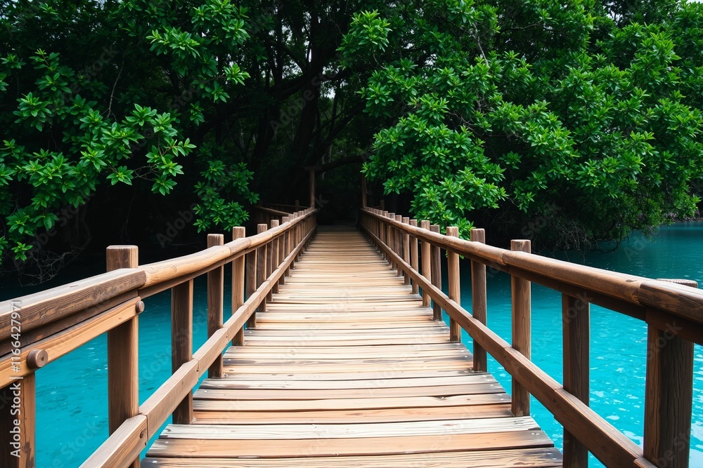 Wooden Bridge Over Turquoise Water in a Mangrove Forest.generative AI
Wooden Bridge Over Turquoise Water in a Mangrove Forest.generative AI